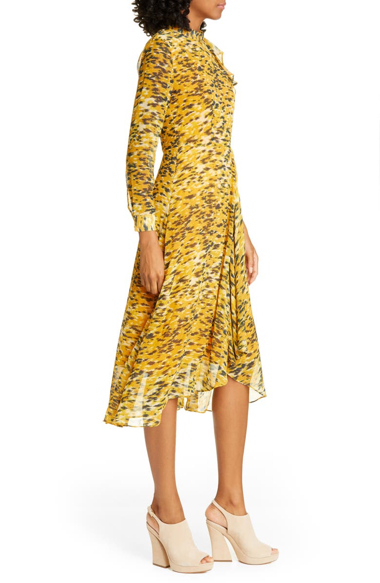 Whistles Ines Ikat Animal Print Long Sleeve Dress, Alternate, color, 