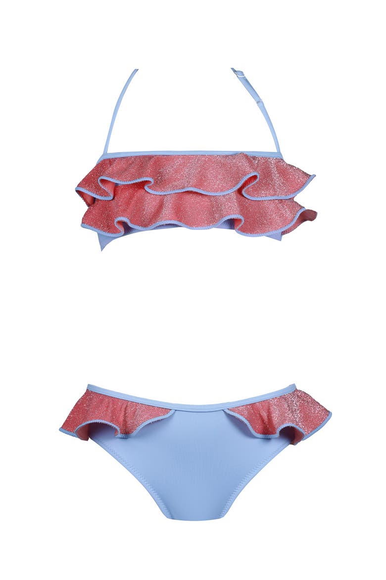 Bandeau Multi-Layered Glitter Ruffle Two Piece Bikini, Toddler-Little Kid-Big Kid, Main, color, Multicolor