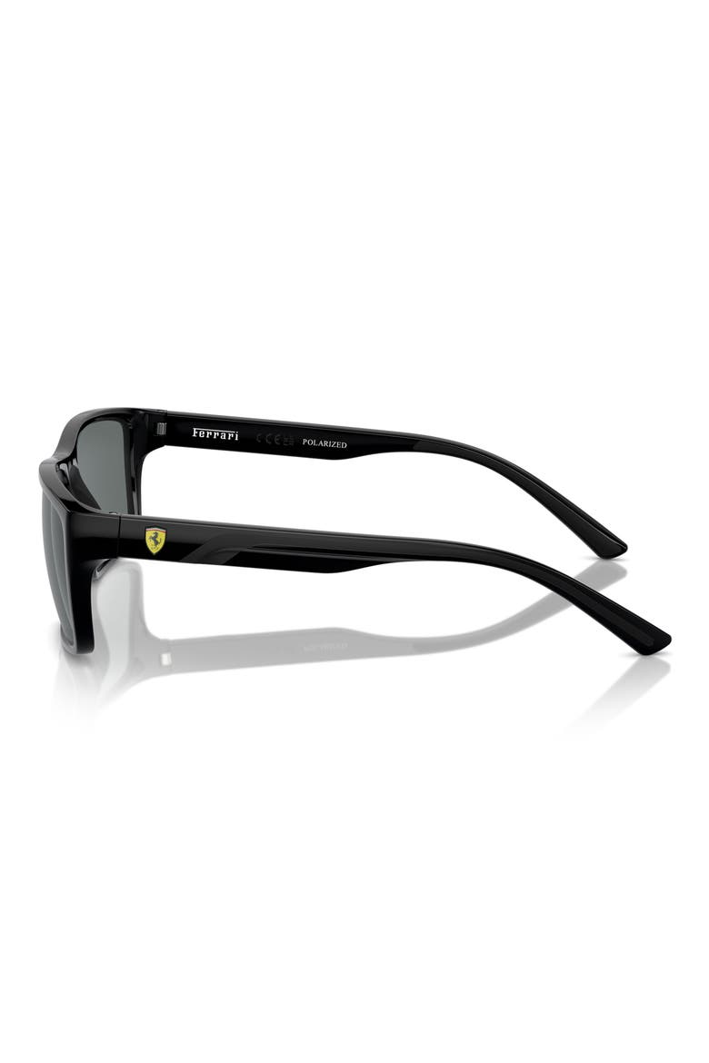 x Scuderia Ferrari 59mm Rectangular Sunglasses, Alternate, color, BLACK