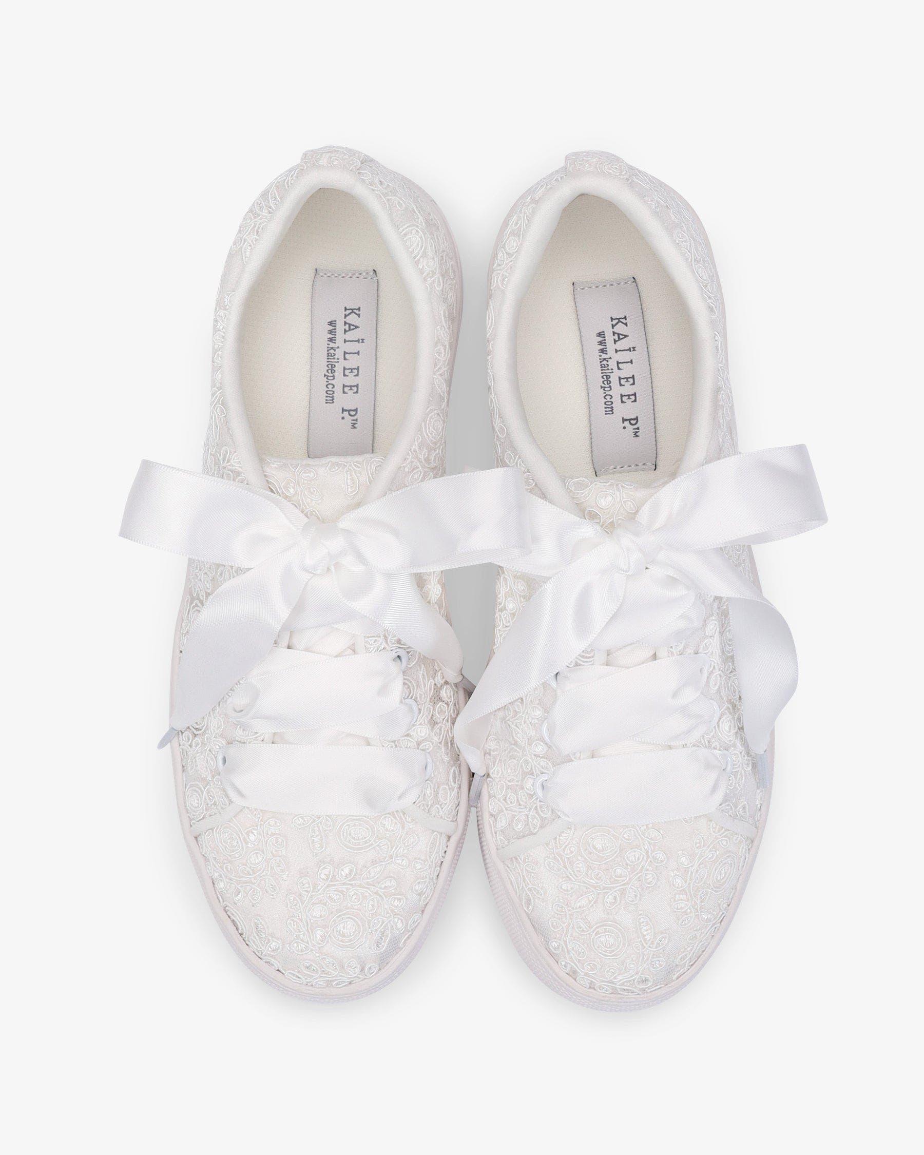 Kailee P Gia Crochet Lace Wedding Platform Sneakers, Alternate, color, White