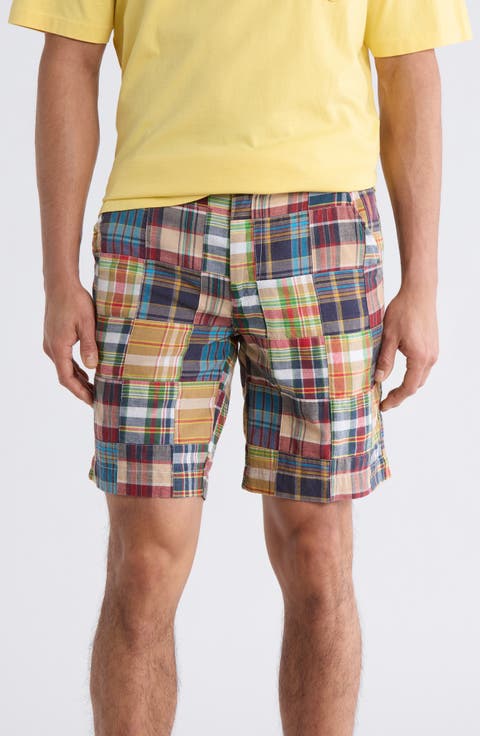 Patchwork Madras Flat Front Shorts
