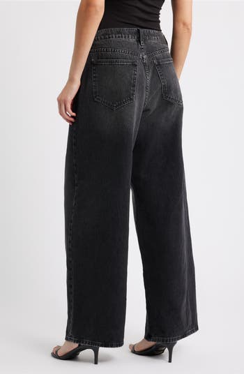 Studded High Waist Baggy Wide Leg Jeans