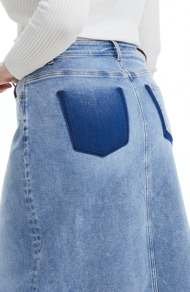 Bayeas Front Slit Denim Skirt, Alternate, color, 