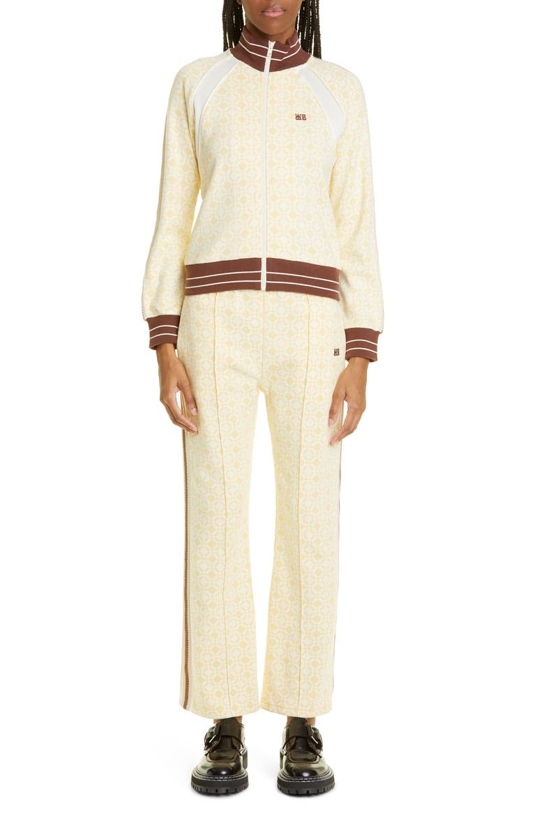Shine Jacquard Center Pleat Organic Cotton Track Pants, Alternate, color, YELLOW