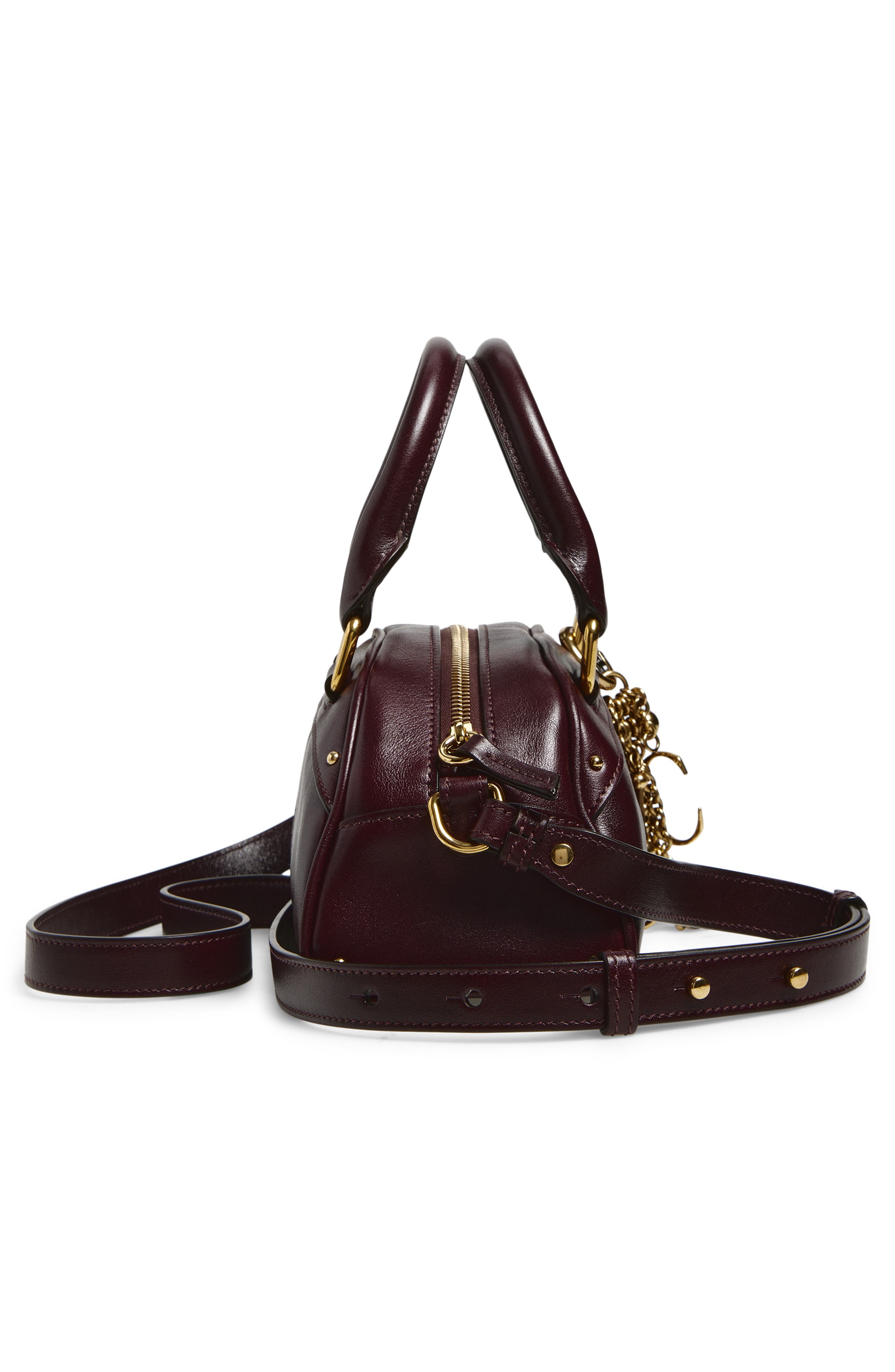 Chloé Bowling Leather Handheld Bag, Alternate, color, Perfect Plum