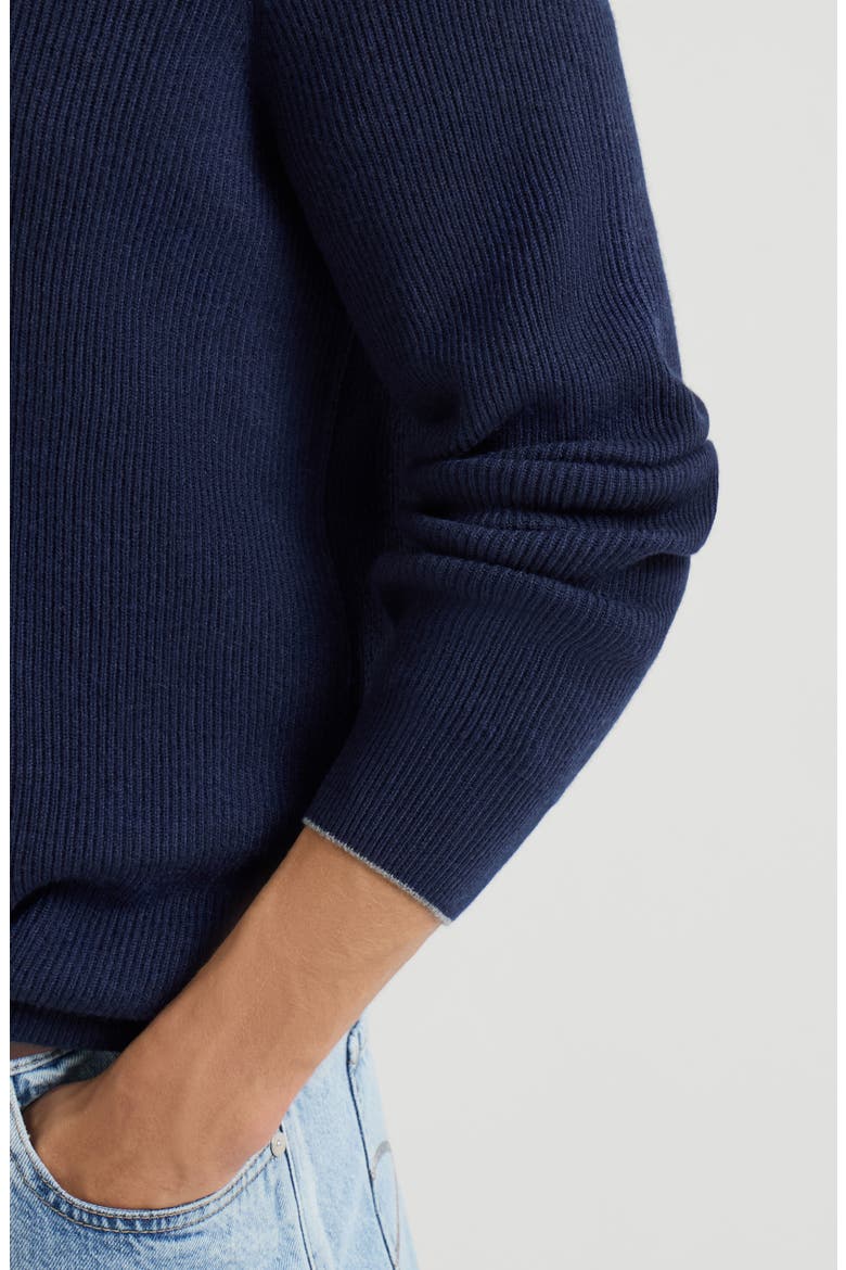 Cashmere English rib sweater, Alternate, color, Navy Blue