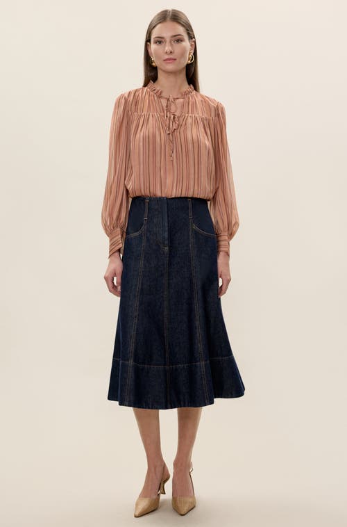 Rebecca Taylor Celeste Stripe Blouse In Brown
