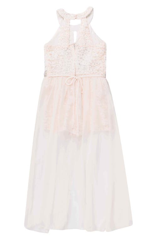Speechless Kids' Glitter Lace Walk Thru Romper In Pale Blush