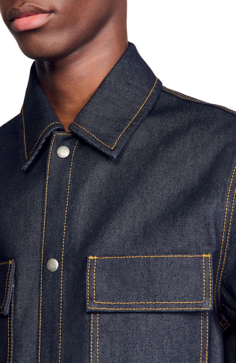 SANDRO Denim oversized shirt, Alternate, color, Raw-Denim