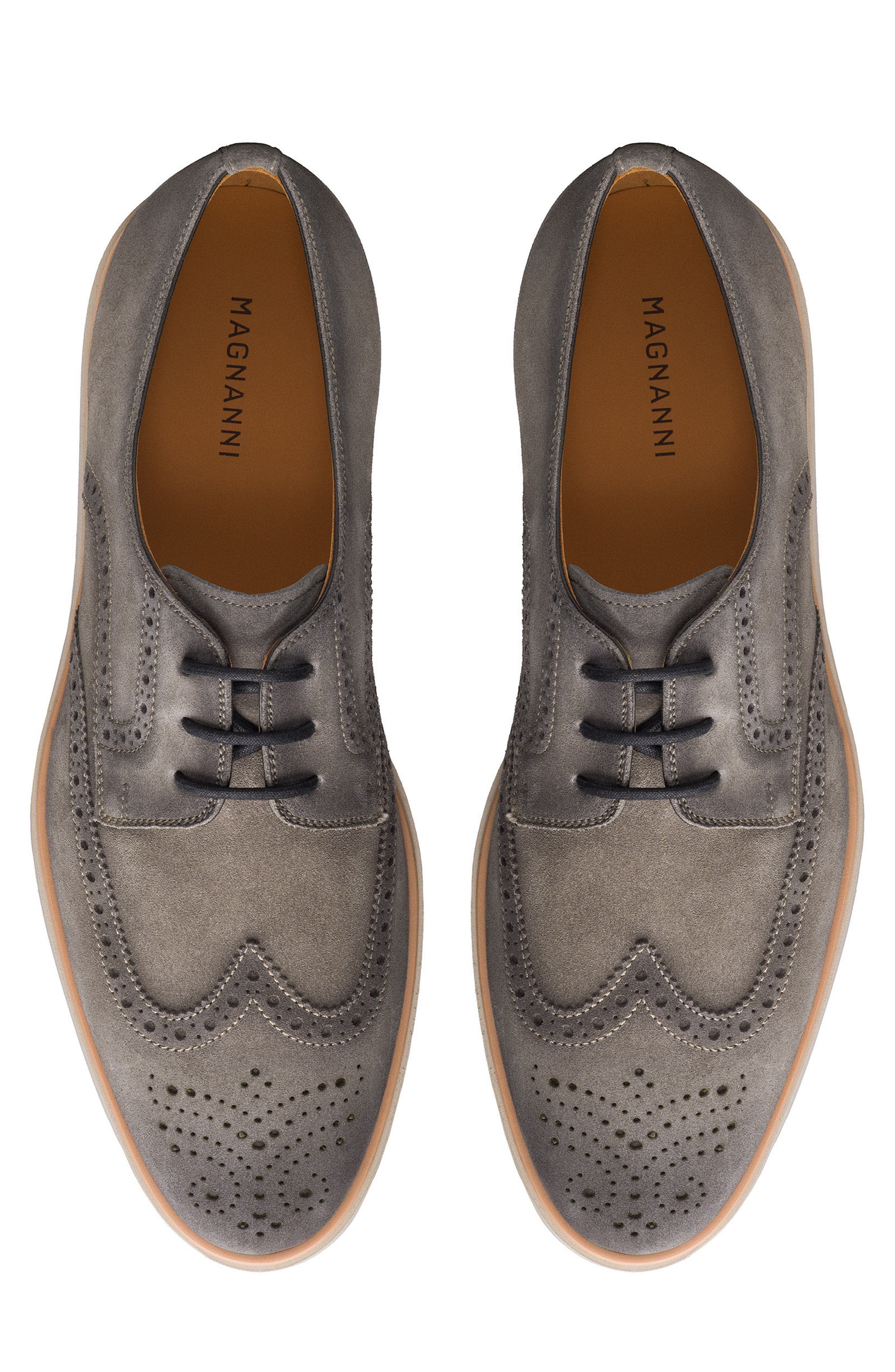 Magnanni Leonel II Wingtip Derby, Alternate, color, Grey Suede