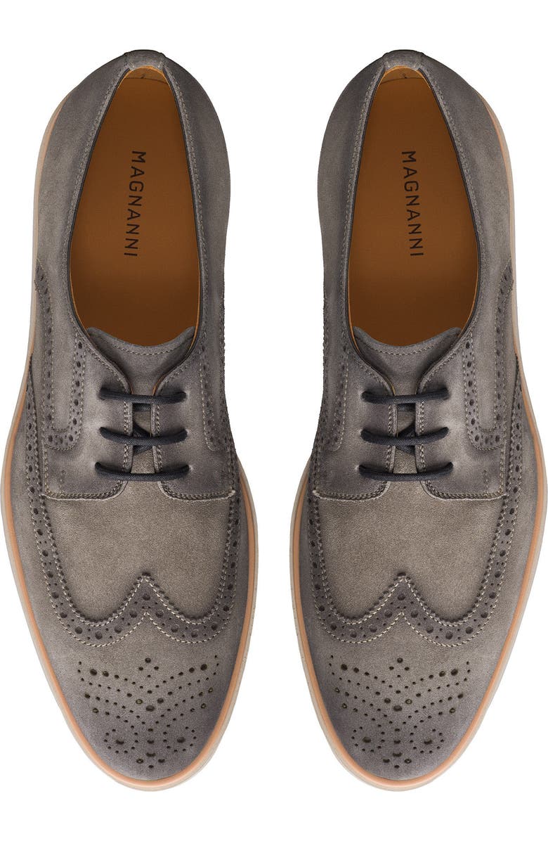 Magnanni Leonel II Wingtip Derby, Alternate, color, Grey Suede