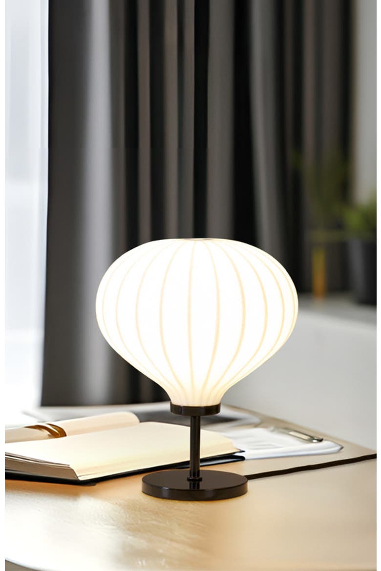 Nimbus 9" LED Table Lamp with Black Finish and White Balloon Dome Shade, Bulb Included, Alternate, color, Classic black