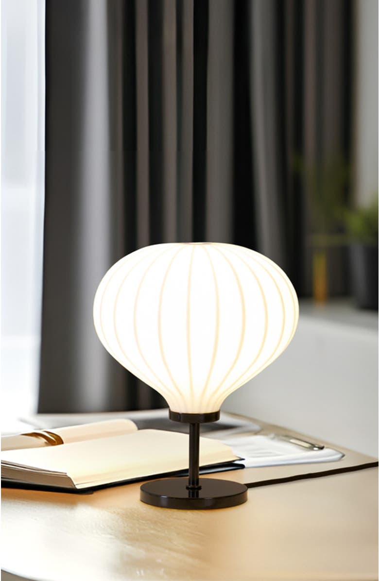 Brightech Nimbus 9" LED Table Lamp with Black Finish and White Balloon Dome Shade, Bulb Included, Alternate, color, Classic Black