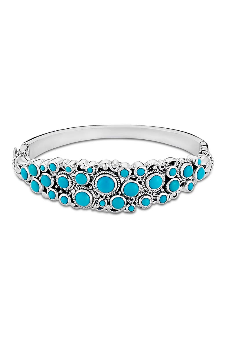 Sterling Silver Hinge Bangle, Main, color, TURQUOISE