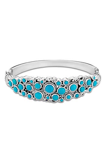 Samuel B. Sterling Silver Hinge Bangle In Turquoise