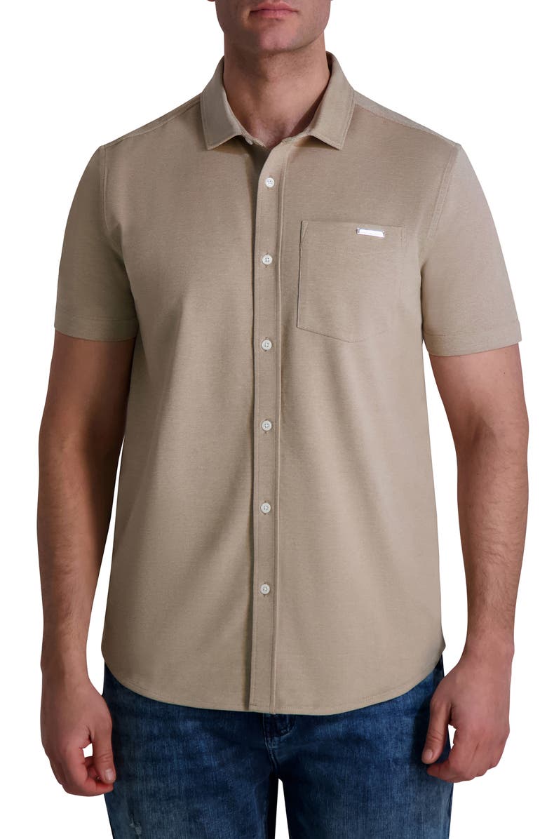 KARL LAGERFELD PARIS Oxford Knit Short Sleeve Shirt, Main, color, 