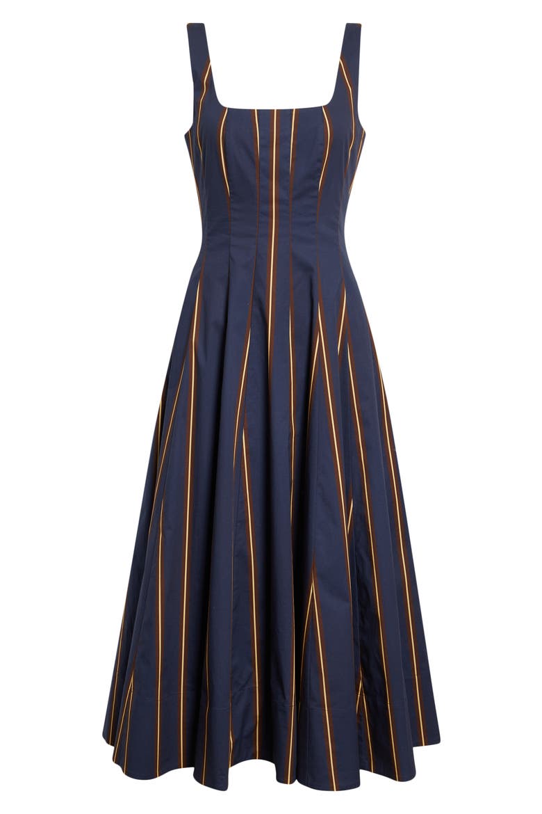 Wells Stripe Stretch Cotton Poplin Midi Dress, Alternate, color, TWILIGHT STRIPE