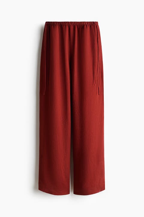 Linen-blend Drawstring Trousers