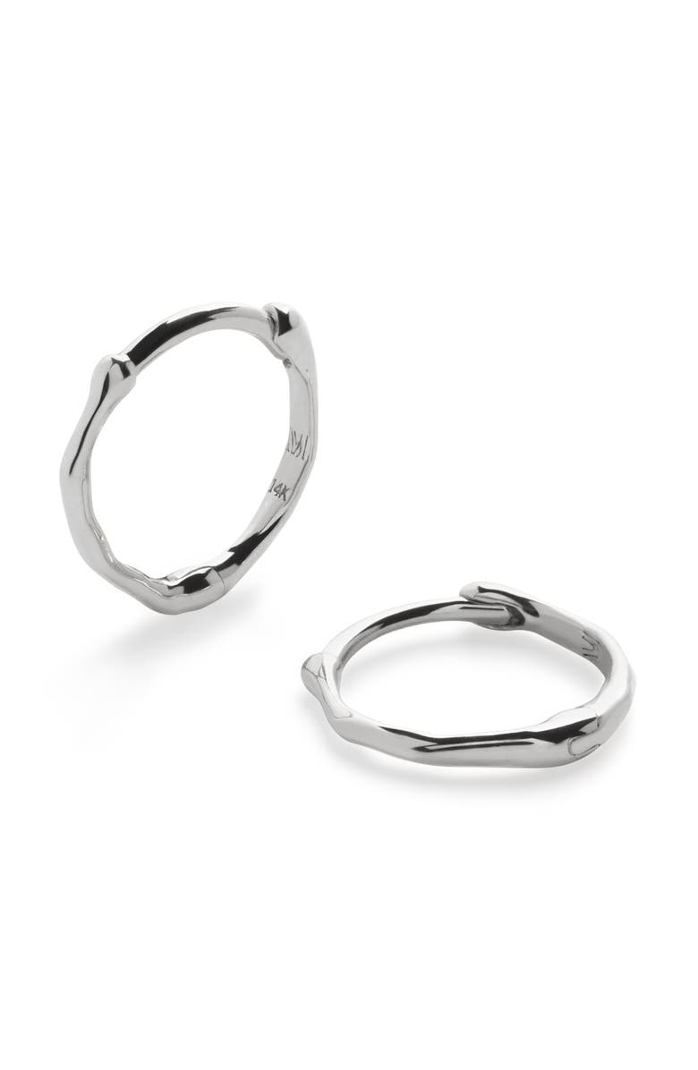 Monica Vinader Mini Siren Huggie Hoop Earrings, Main, color, 14K Solid White Gold