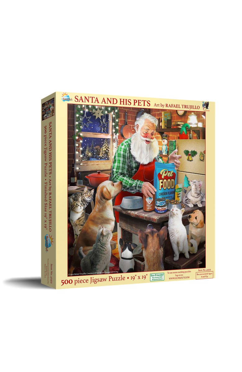 Sunsout Santa and His Pets 500 piece Jigsaw Puzzle for Adults, Main, color, Multicolor