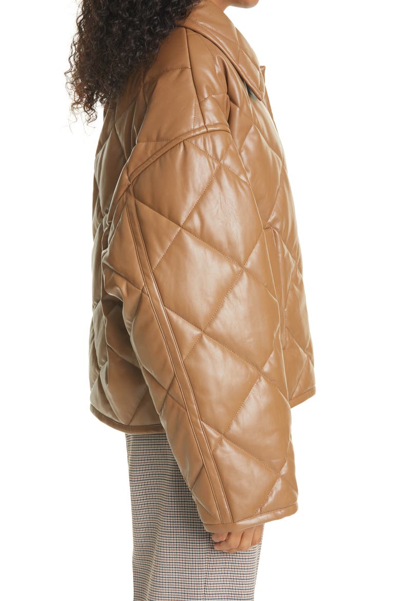 Jacinda Quilted Faux Leather Crop Jacket, Alternate, color, RUST/ COPPER