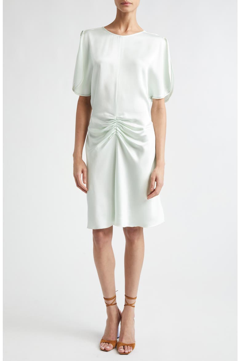Ruched Waist Crepe Back Satin Minidress, Main, color, ALOE