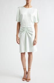 Victoria Beckham Ruched Waist Crepe Back Satin Minidress