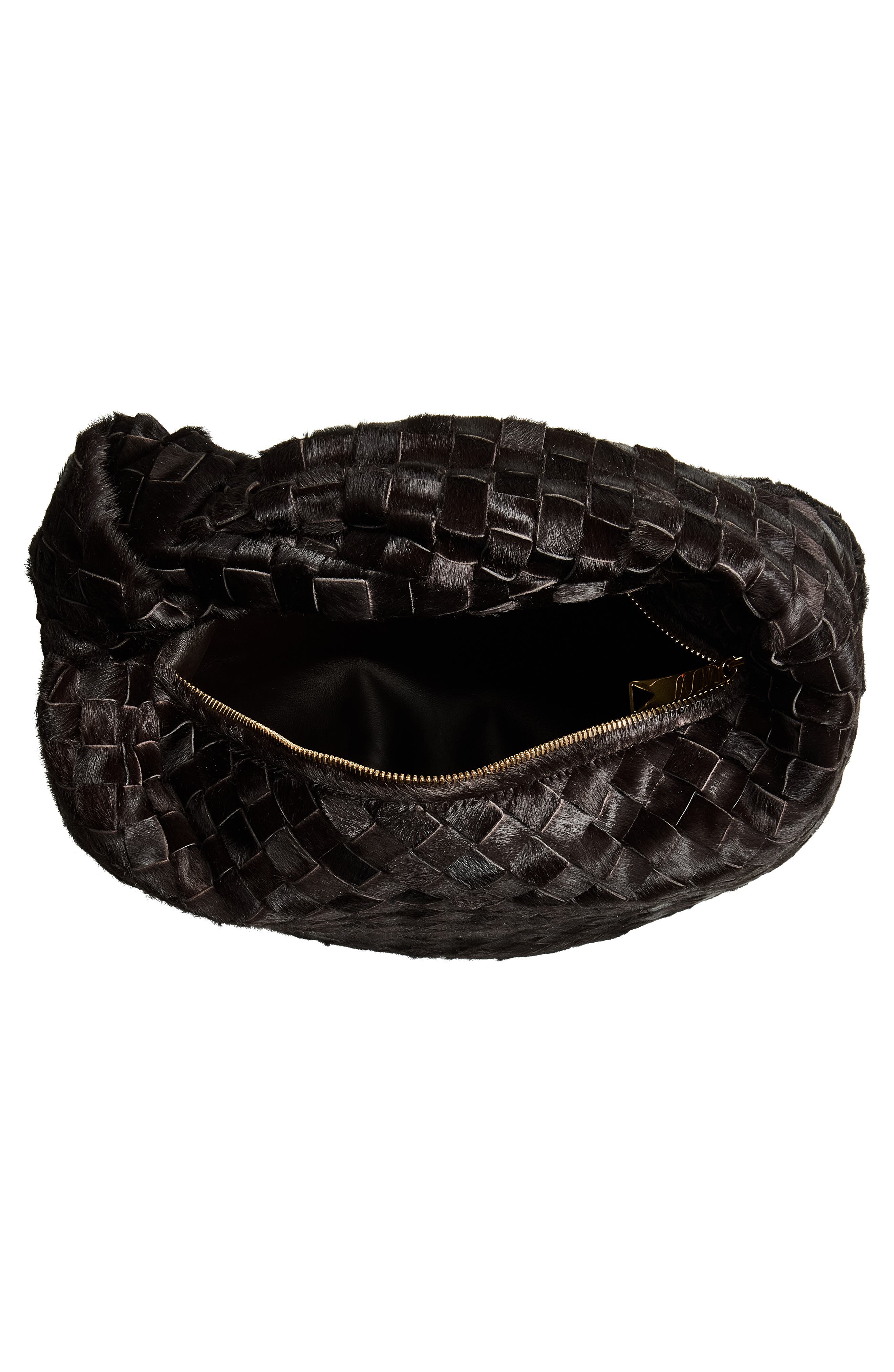 Jodie Intrecciato Genuine Calf Hair Hobo, Alternate, color, 2004 DARK BISON-GOLD