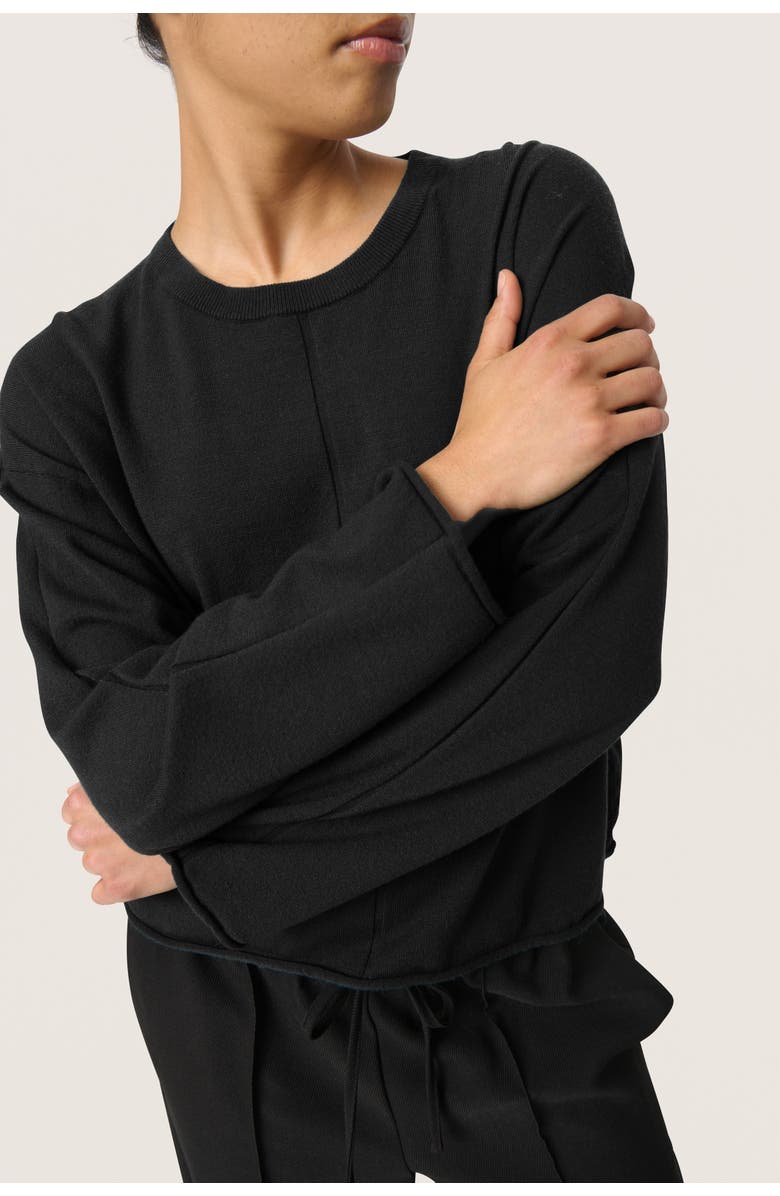 Soaked in Luxury Slspina Boxy Fit Tight Knit Pullover, Alternate, color, Black