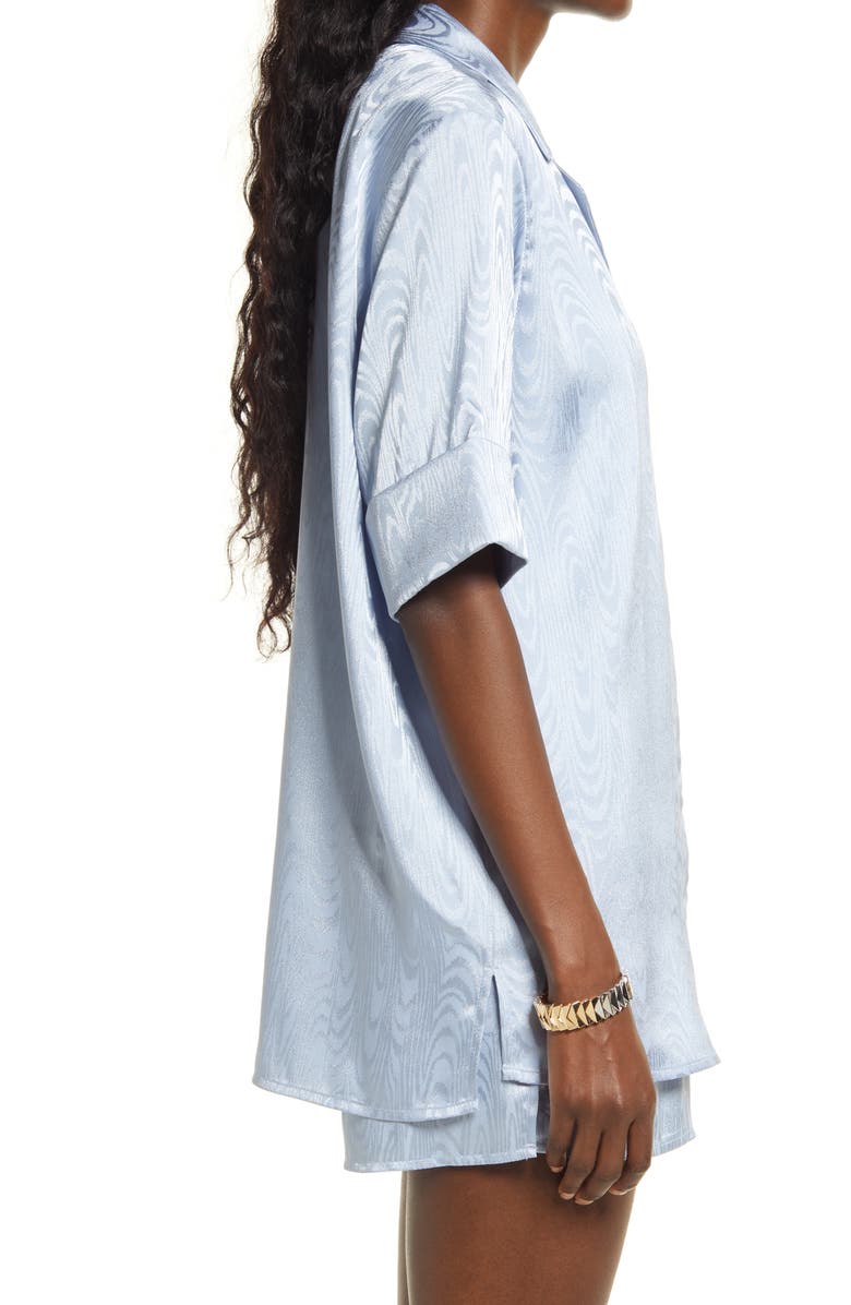 Open Edit Jacquard Satin Button-Up Blouse, Alternate, color, 