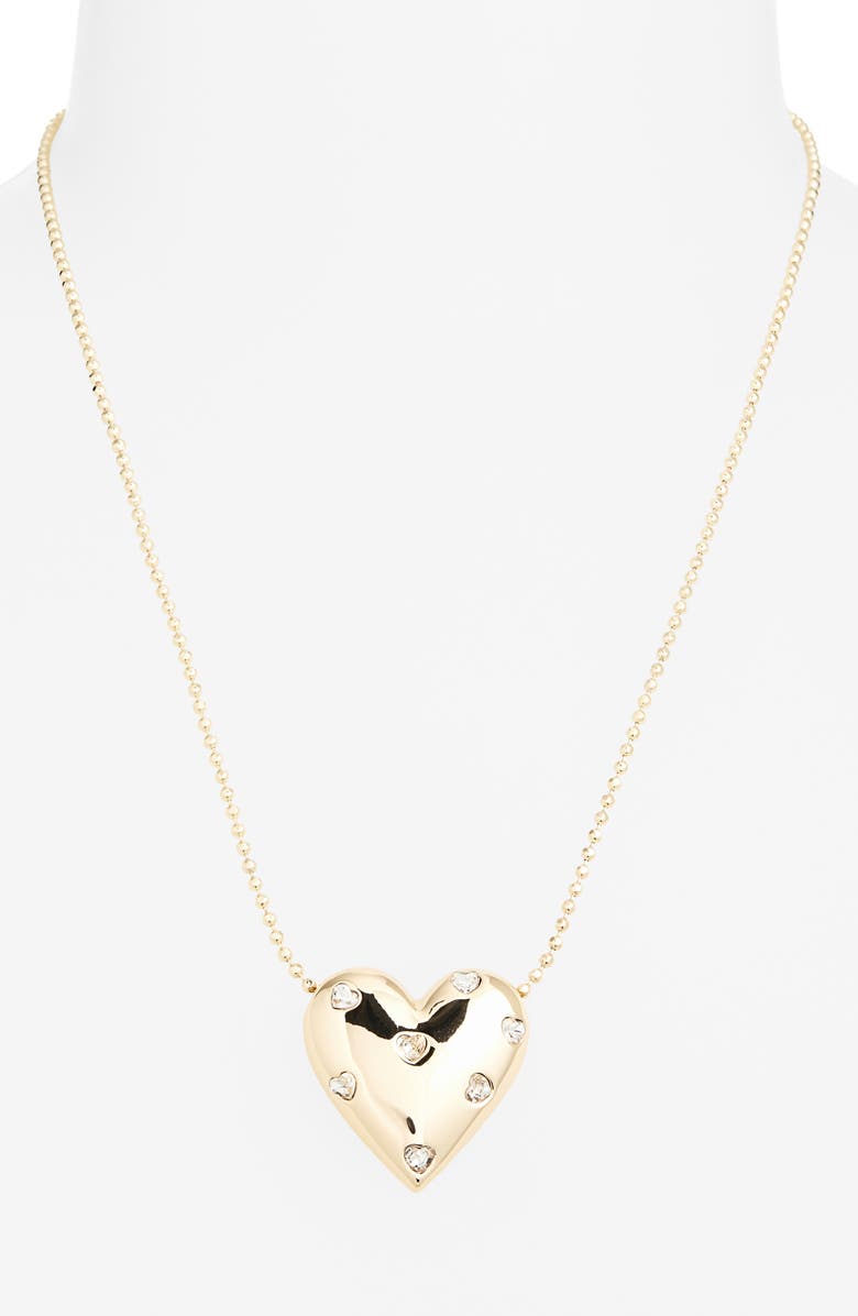 BaubleBar Meant To Glow Heart Pendant Necklace, Alternate, color, Clear