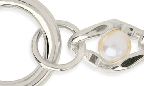 Sterling Forever 14k Gold Plated Amedea Synthetic Pearl Chain Bracelet In Silver