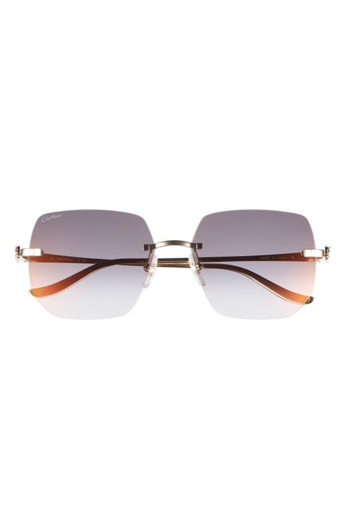 Cartier 55mm Gradient Rimless Rectangular Sunglasses
