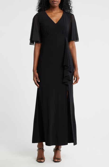 Marina Flutter Sleeve Ruffle Maxi Dress