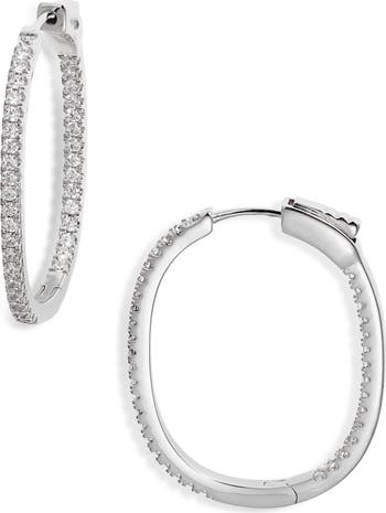 Cubic Zirconia Pavé Inside Out Hoop Earrings