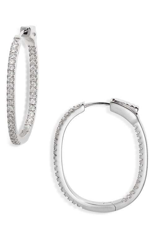Nordstrom Cubic Zirconia Pavé Inside Out Hoop Earrings In Clear- Silver