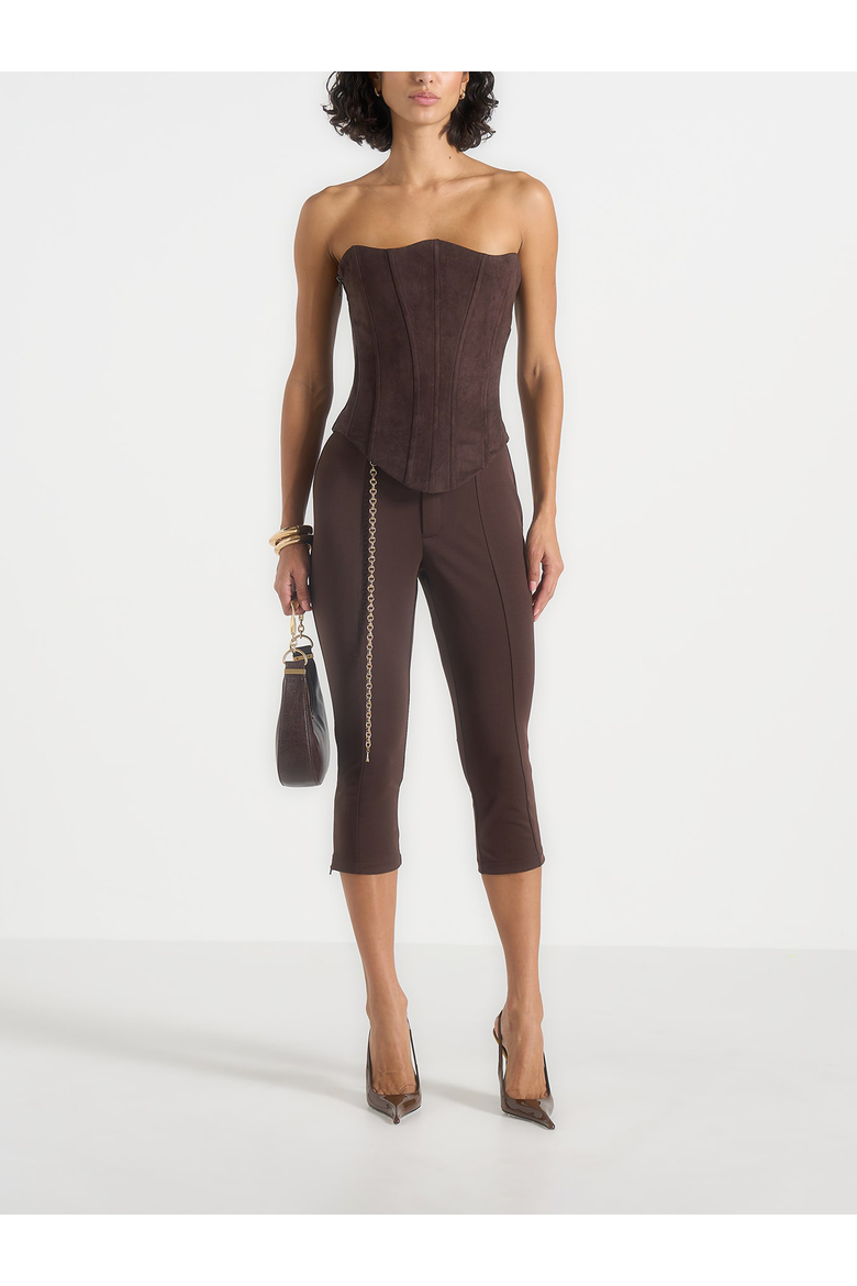 Una Capri Leggings, Main, color, Brown