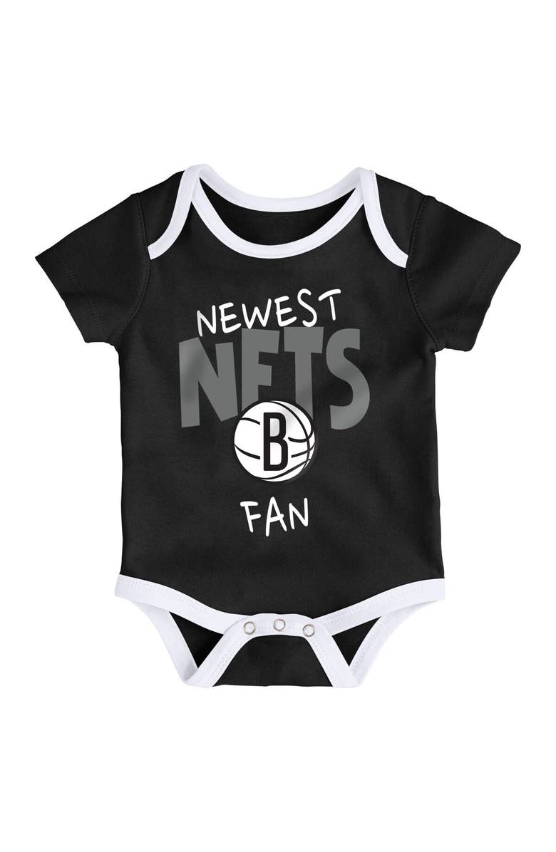 Outerstuff Infant Black/White/Gray Brooklyn Nets Slam Dunk 3-Piece Bodysuit Set, Alternate, color, Black