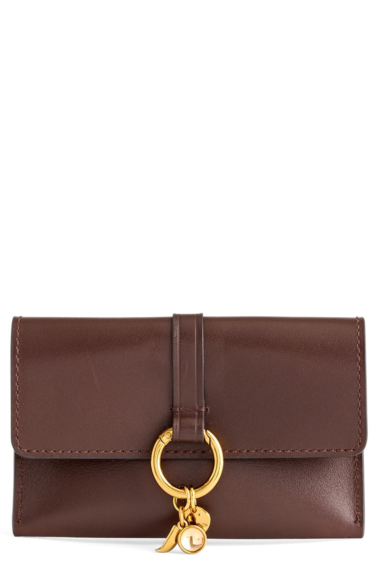 Charm Ring Leather Card Case
