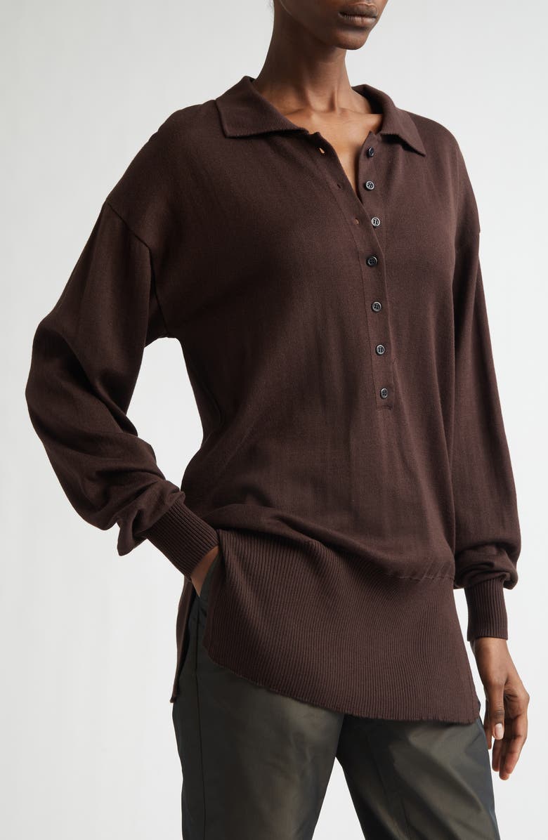 renaissance renaissance Marla Knit Polo, Alternate, color, Dark Brown