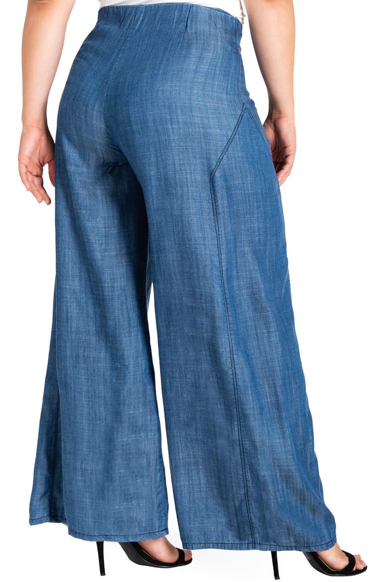 Perry Tencel® Denim Palazzo Pants, Alternate, color, ALMOST RINSED