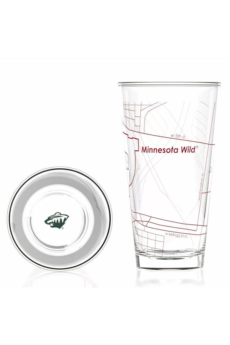 NHL Arena Map Pint Glasses - Set of 2, Alternate, color, Minnesota Wild