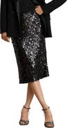 Lauren Ralph Lauren Sequined Mesh Midi Pencil Skirt