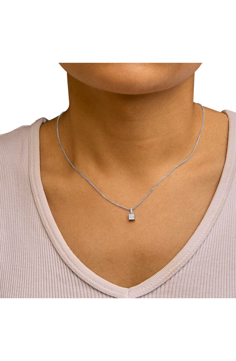 Haus of Brilliance Sterling Silver 1/4 Cttw Princess Cut Diamond 4 Stone Pendant Necklace, Alternate, color, Silver