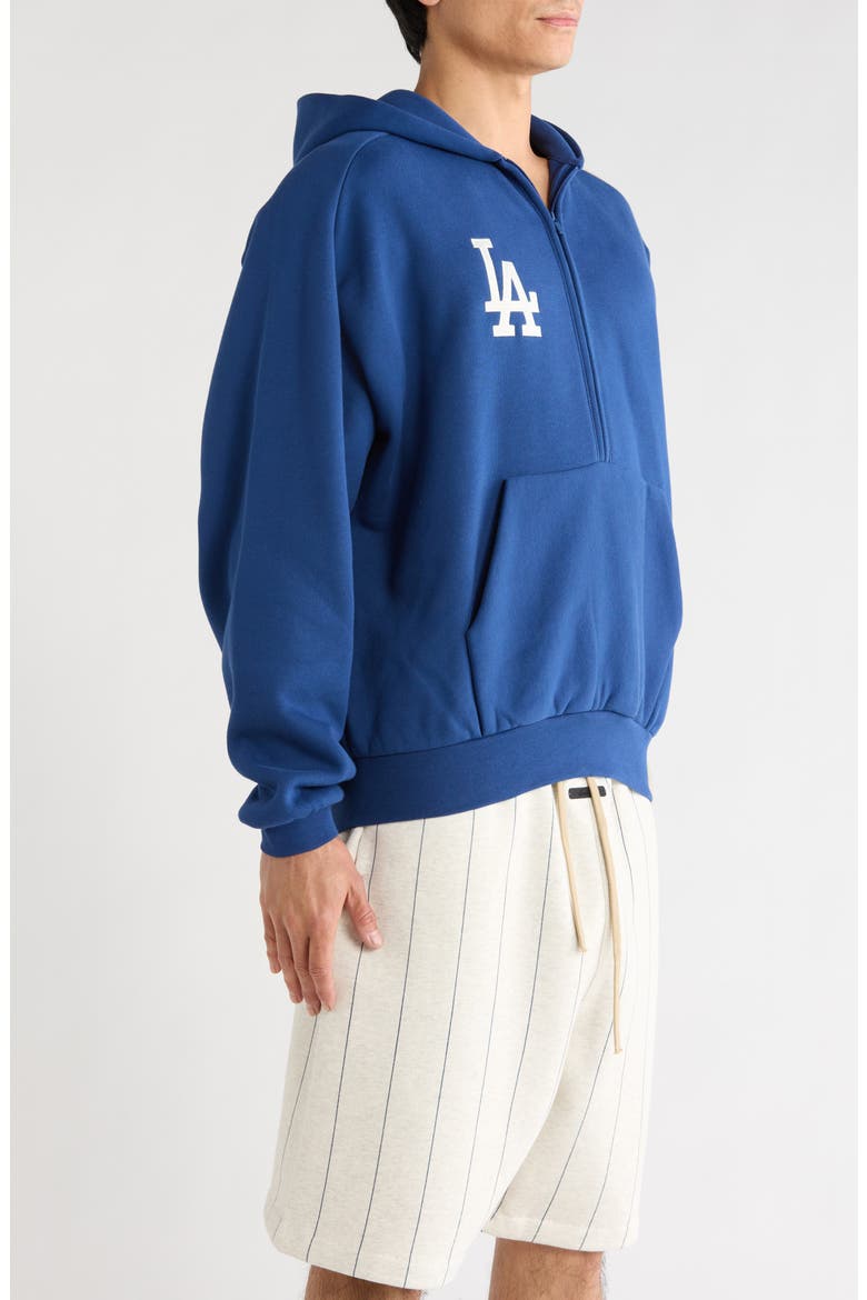 x MLB LA Dodgers Cotton Blend Fleece Half Zip Hoodie, Alternate, color, ESTATE BLUE/ SEAL