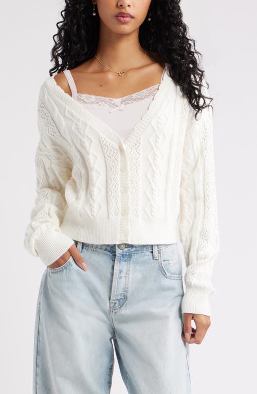 Bp. Mixed Stitch Cardigan In White