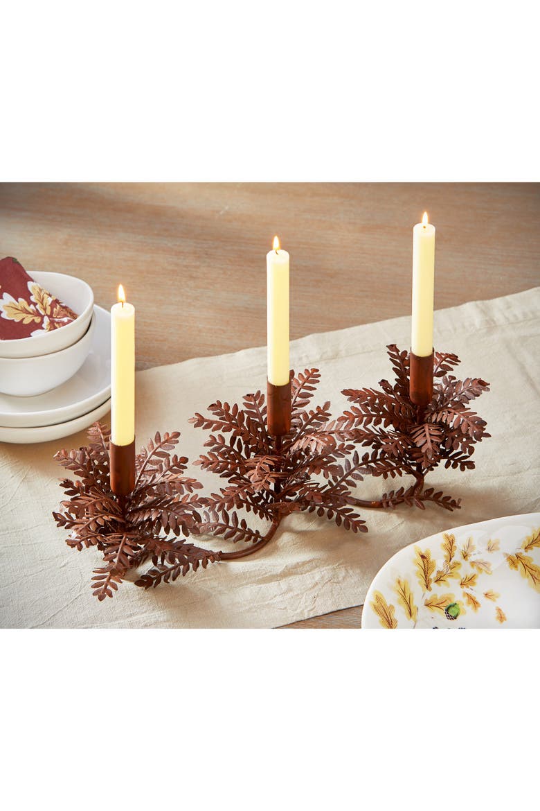 Greenery Taper Candle Holders - Rustic Iron Fall Decor, Alternate, color, Brown