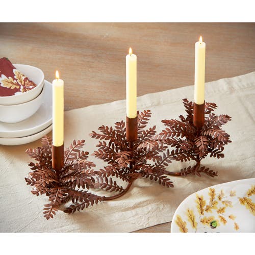 Tag Greenery Taper Candle Holders In Brown