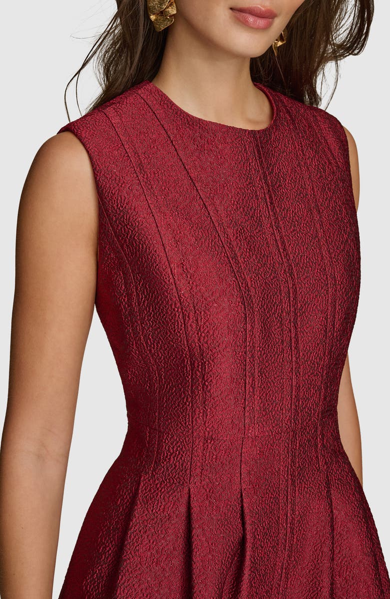 Donna Karan New York Jacquard Midi Fit & Flare Dress, Alternate, color, Cabernets