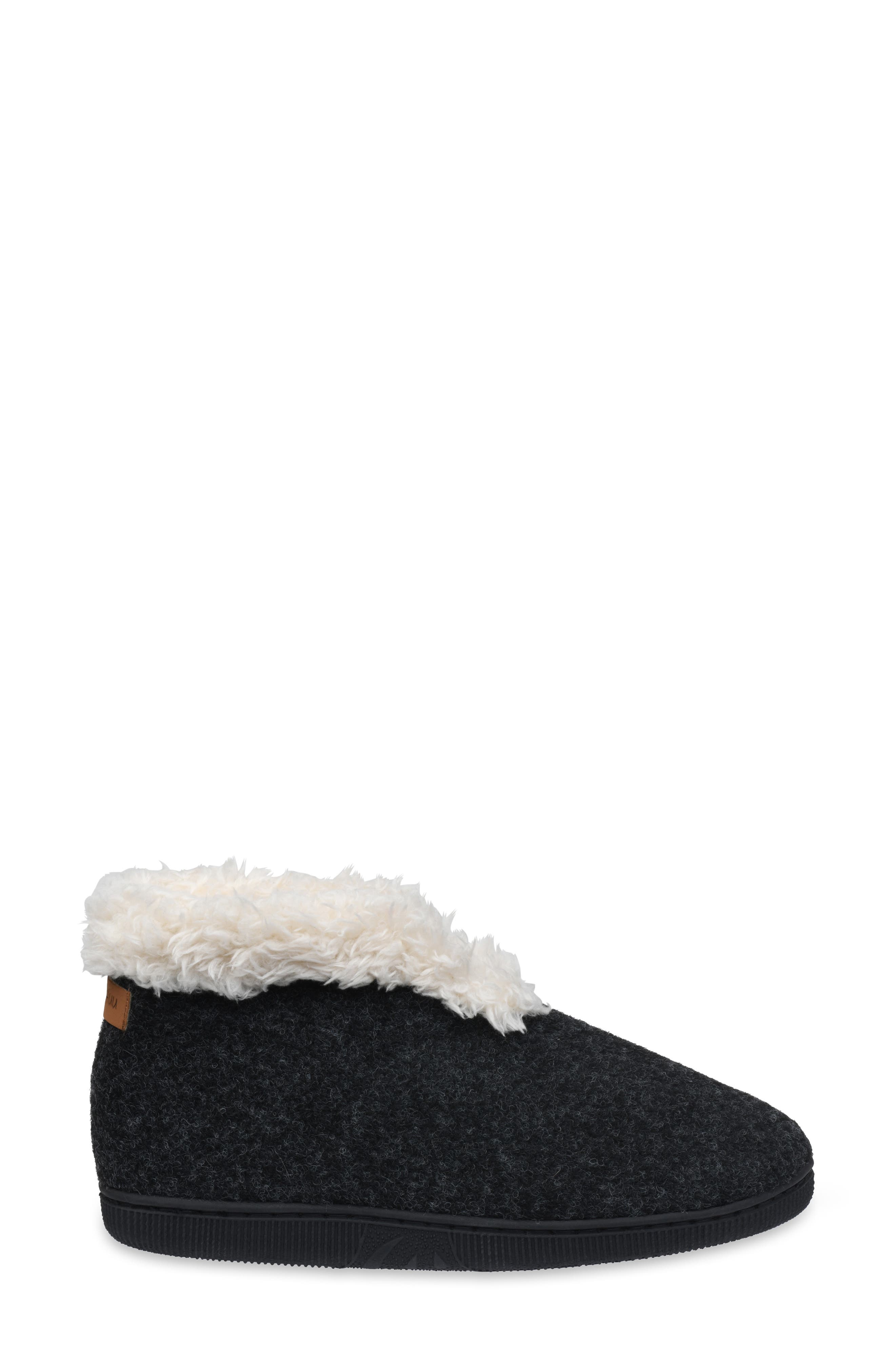GAAHUU Faux Wool & Faux Shearling Slipper, Alternate, color, Black